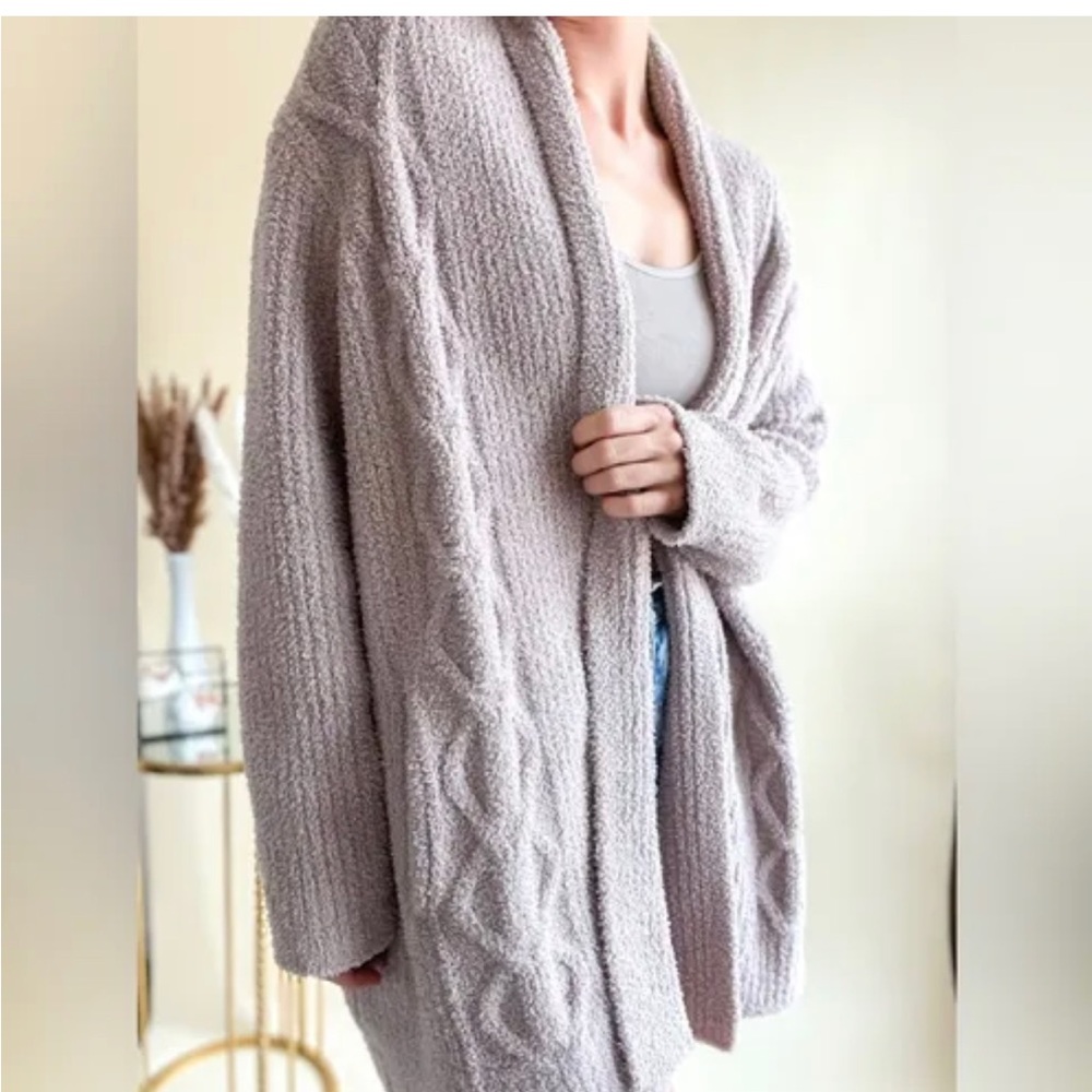 Women’s Barefoot Dreams Cozy Chic Cable Knot Cardigan Sweater Size Medium
